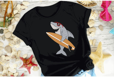 Surfing Shark Machine Embroidery Design Embroidery/Applique DESIGNS Canada Embroidery 