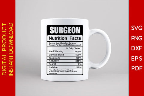 Surgeon Nutrition Facts SVG PNG PDF Cut File SVG Creativedesigntee 