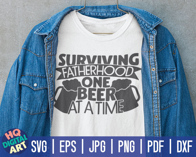 Surviving fatherhood one beer at a time SVG | Father's Day quote SVG HQDigitalArt 