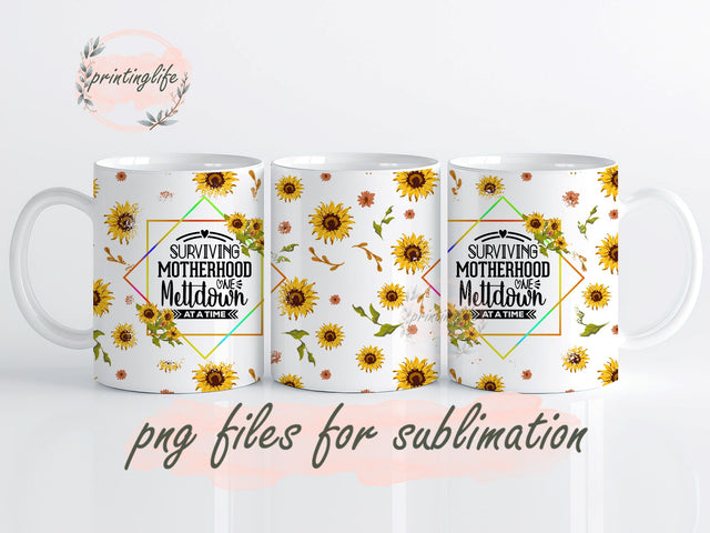 Surviving motherhood one meltdown at a time mug wrap sublimation digital download Sublimation PrintingLife 