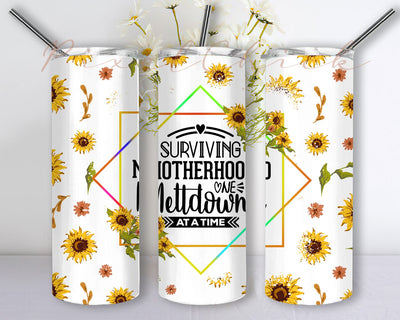 Surviving motherhood one meltdown at a time tumbler wrap sublimation digital download tumbler design Sublimation PixelChick 