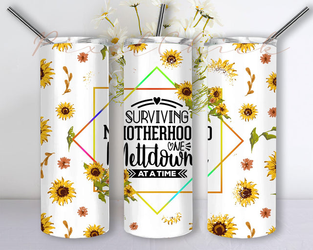 Surviving motherhood one meltdown at a time tumbler wrap sublimation digital download tumbler design Sublimation PixelChick 