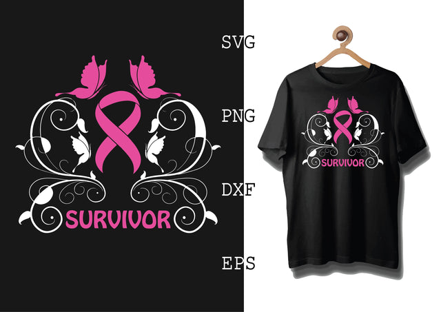 Survivor Svg, Breast Cancer Awareness Svg, Png, Eps, Dxf Files SVG DesignTShirt 