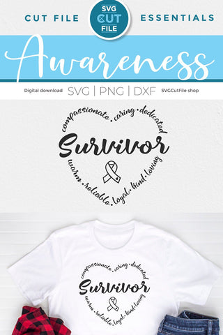 Survivor svg, cancer survivor svg, Cancer Survivor Heart Svg, saying quote, warrior strong svg, brave strong courage, Awareness, svg dxf png SVG SVG Cut File 