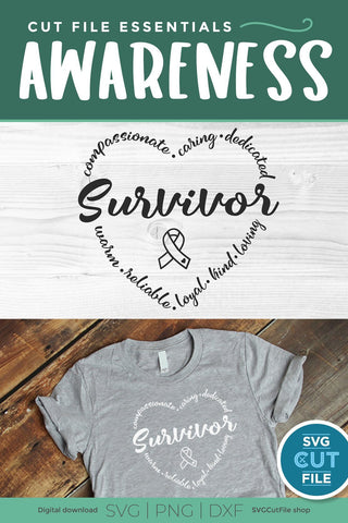 Survivor svg, cancer survivor svg, Cancer Survivor Heart Svg, saying quote, warrior strong svg, brave strong courage, Awareness, svg dxf png SVG SVG Cut File 