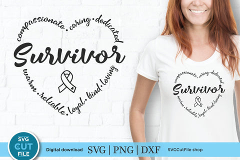 Survivor svg, cancer survivor svg, Cancer Survivor Heart Svg, saying quote, warrior strong svg, brave strong courage, Awareness, svg dxf png SVG SVG Cut File 