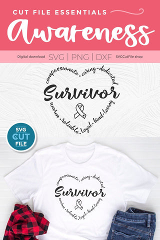Survivor svg, cancer survivor svg, Cancer Survivor Heart Svg, saying quote, warrior strong svg, brave strong courage, Awareness, svg dxf png SVG SVG Cut File 