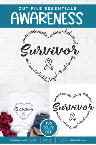 Survivor svg, cancer survivor svg, Cancer Survivor Heart Svg, saying quote, warrior strong svg, brave strong courage, Awareness, svg dxf png SVG SVG Cut File 