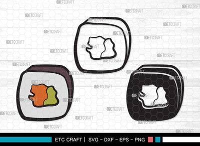 Sushi Clipart SVG Cut File | Nigiri & Soy Sauce Svg | Japanese Food Svg | Kawaii Sushi Svg | Nigiri | Sushi Clipart SVG ETC Craft 
