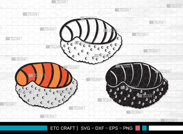Sushi Clipart SVG Cut File | Nigiri & Soy Sauce Svg | Japanese Food Svg | Kawaii Sushi Svg | Nigiri | Sushi Clipart SVG ETC Craft 