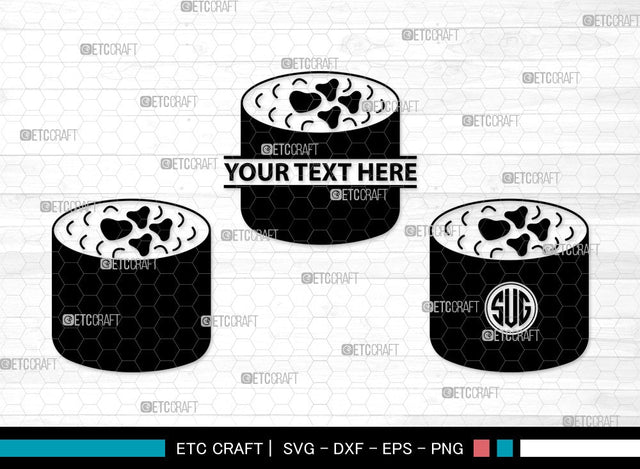 Sushi Monogram Clipart SVG Cut File | Nigiri & Soy Sauce Svg | Japanese Food Svg | Kawaii Sushi Svg | Nigiri | Sushi Clipart SVG ETC Craft 