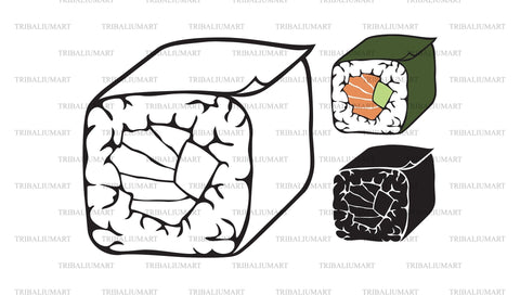 Sushi roll with fish SVG TribaliumArtSF 