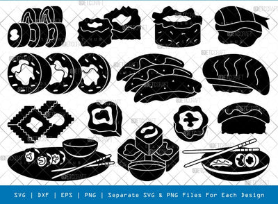 Sushi Silhouette, Sushi SVG, Japanese Food Svg, Snacks Items Svg, Kawaii Sushi Svg, Sushi Bundle, SB00830 SVG ETC Craft 