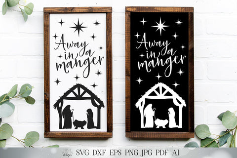 SVG Away In A Manger | Christmas SVG | Nativity SVG | dxf and more! | Printable | Baby Jesus svg SVG Diva Watts Designs 