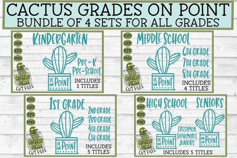 SVG Bundle School Cactus Grades on Point - 4 piece set SVG Crunchy Pickle 