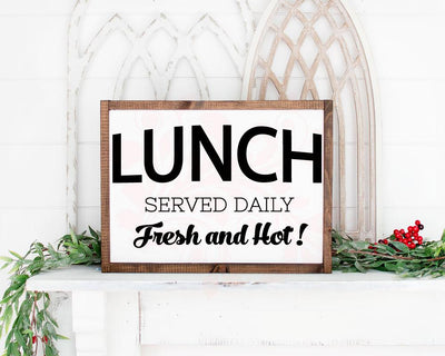 SVG cut file, Farmhouse Kitchen Design SVG, Lunch cricut cut file, Lunch served Daily, Farmhouse, DXF PNG SVG, Rustic Sign Decor, art, Farmhouse sign SVG, Home decor, Digital Art, Graphic Designs, Vector Art SVG Farmstone Studio Designs 