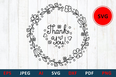 svg cut file Thank You SVG Flower wreath svg hand lettering svg SVG Zoya Miller 