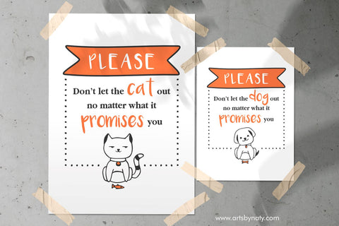 SVG Don't let the cat out. Don't let the dog out. SVG Arts By Naty 