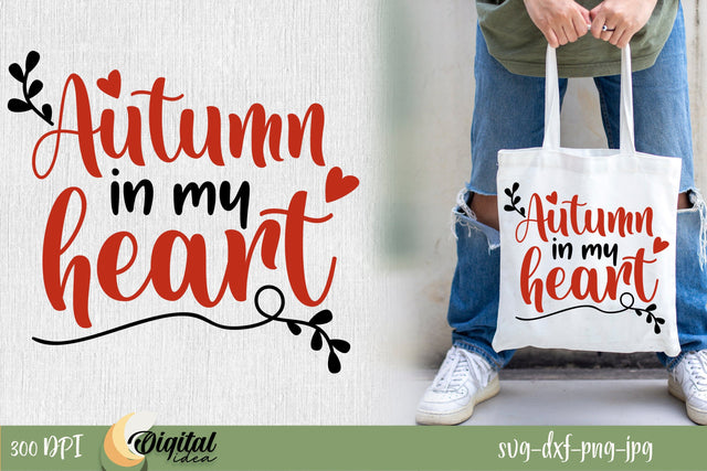 SVG Fall inscription. Autumn in my Heart SVG. SVG Evgenyia Guschina 