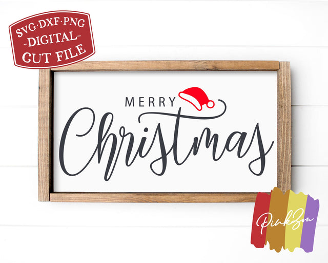 SVG Files, Merry Christmas Svg, Farmhouse Christmas Svg, Christmas Hat Svg, Commercial Use, Cricut, Silhouette, Digital Cut Files (1297865393) SVG PinkZou 