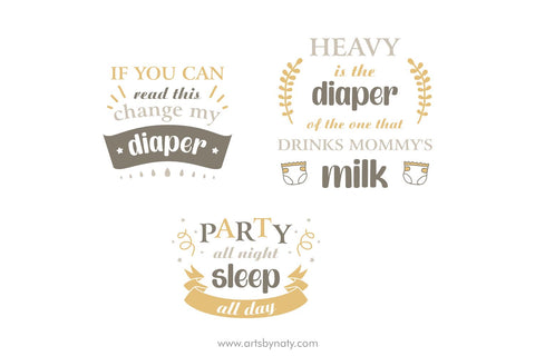 SVG Funny Baby Quotes And Clipart Bundle SVG Arts By Naty 