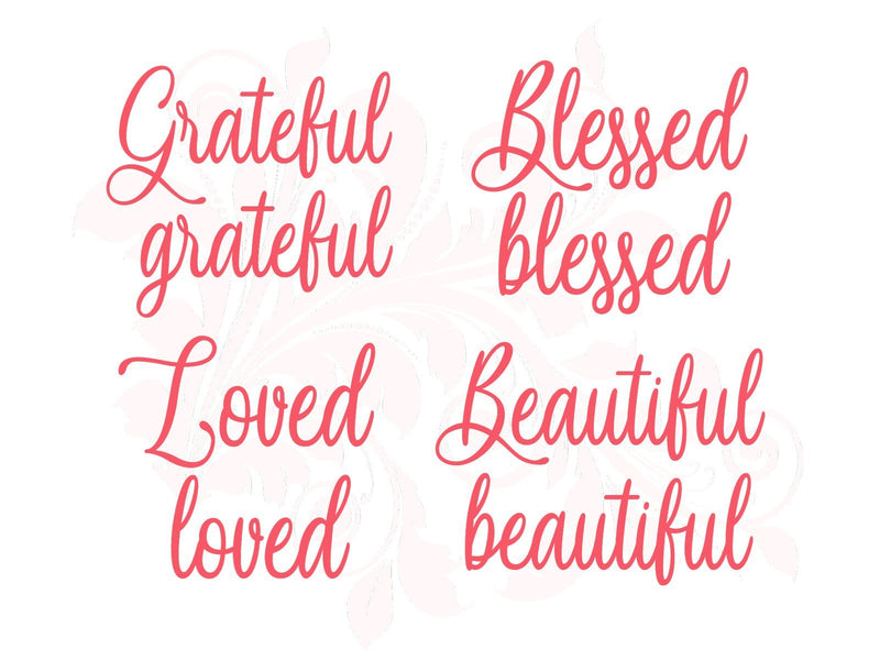 SVG Grateful Blessed Loved Beautiful cricut bundle, Cricut vector PNG DXF cut files Silhouette, Gildan shirt svg, wood sign design cosmetic bag svg, twins nursery cutting files, Silhouette studio, digital download art, vector, pink, SVG Farmstone Studio Designs 