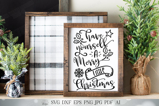 SVG Have Yourself A Merry Little Christmas | Cutting File | Snowflake | Banner | Star | Holly Leaves | DXF PNG | Vinyl Stencil htv | sign SVG Diva Watts Designs 