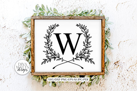 SVG | Monogram Wreath | Cutting File | Farmhouse Fixer Upper | Hand Drawn | PNG eps jpg pdf | Sign Shirt Tea Towel | Vinyl Stencil HTV SVG Diva Watts Designs 