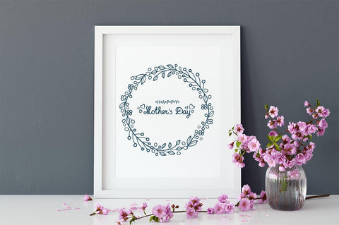 svg Mother's day card Flower wreath with hand lettering SVG Zoya Miller 