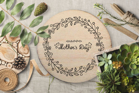 svg Mother's day card Flower wreath with hand lettering SVG Zoya Miller 