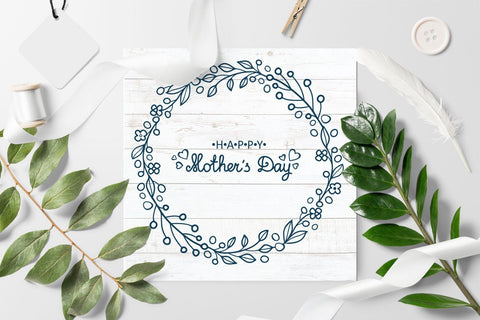 svg Mother's day card Flower wreath with hand lettering SVG Zoya Miller 