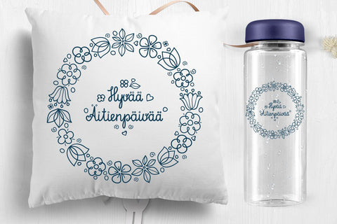 svg Mother's day greeting card in Finland Hyvaa Aitienpaivaa SVG Zoya Miller 