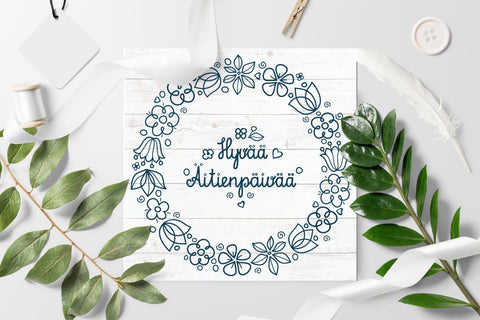 svg Mother's day greeting card in Finland Hyvaa Aitienpaivaa SVG Zoya Miller 