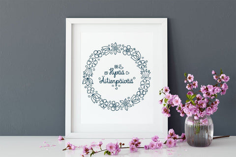 svg Mother's day greeting card in Finland Hyvaa Aitienpaivaa SVG Zoya Miller 