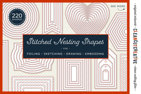 SVG Stitched Nesting Shapes for card making | sketch foil quill draw score | stitch edge paper crafts Sketch DESIGN CleanCutCreative 