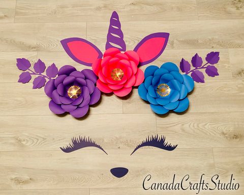 SVG Unicorn Paper Flower Template SVG CanadaCraftsStudio 
