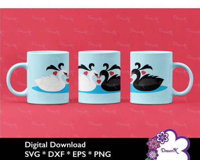 Swan and Heart SVG - bird svg, swan clipart, swan png, swan cut file SVG DawnKDesigns 