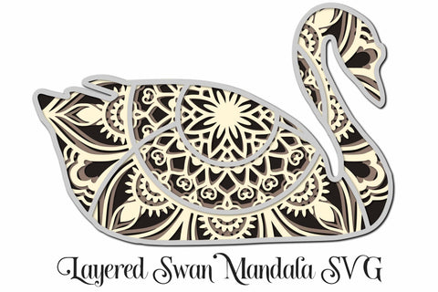 Swan Mandala 3D Layered SVG file, 4 layers, great for paper cutting SVG Digital Honeybee 