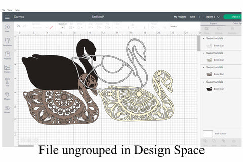 Swan Mandala 3D Layered SVG file, 4 layers, great for paper cutting SVG Digital Honeybee 