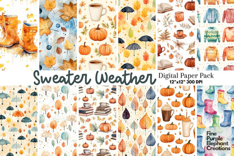 Sweater Weather | Fall Pattern Digital Pattern Fine Purple Elephant Creations 