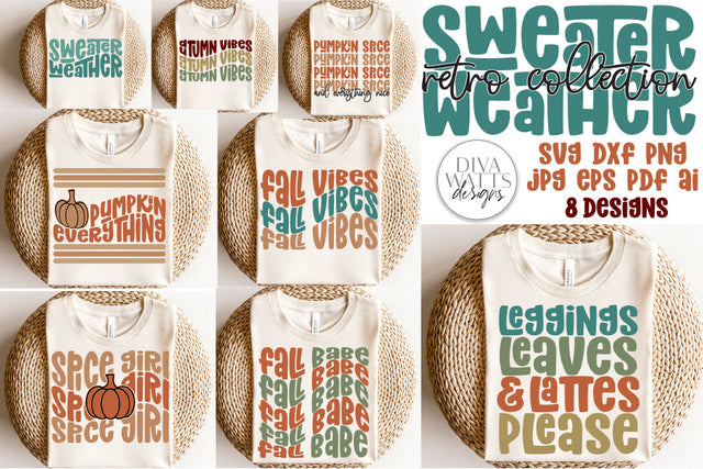 Sweater Weather Retro Fall SVG Bundle SVG Diva Watts Designs 