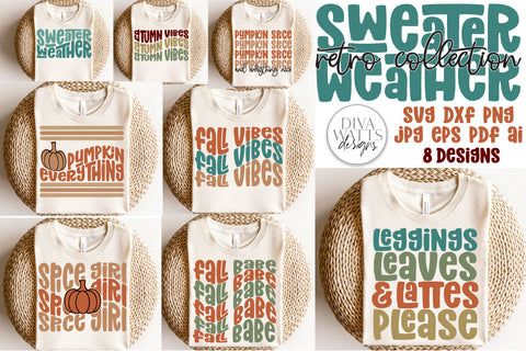 Sweater Weather Retro Fall SVG Bundle SVG Diva Watts Designs 