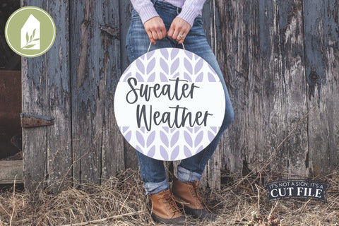 Sweater Weather | Round Sign SVG | Knit Pattern SVG LilleJuniper 