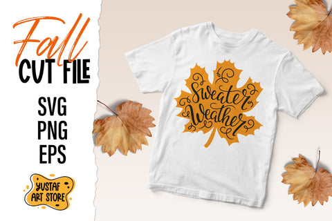 Sweater Weather SVG fall leaves SVG Yustaf Art Store 
