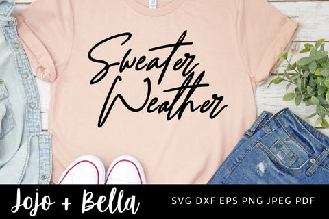 Sweater Weather SVG, Sweater weather SVG, Hand Lettered, zip file containing svg, jpg, png, dxf, and eps, silhouette & cricut cut file, fall SVG Jojo&Bella 