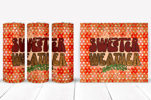 Sweater Weather Tumbler Sublimation Wrap I Fall Tumbler PNG Sublimation Happy Printables Club 