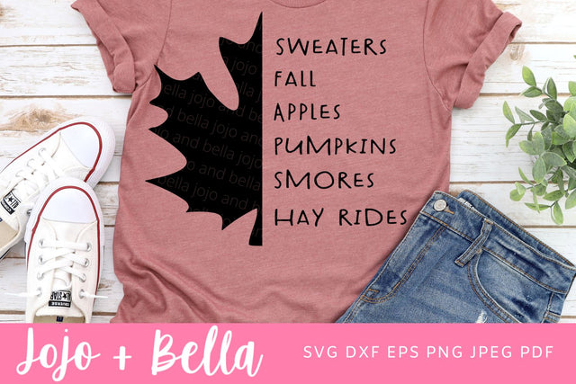 Sweaters Fall Apples Pumpkins Smores Hayrides, Maple Leaf Fall Sign Svg, Fall, Leaf, Svg files for Cricut and Silhouette, Sublimation SVG Jojo&Bella 