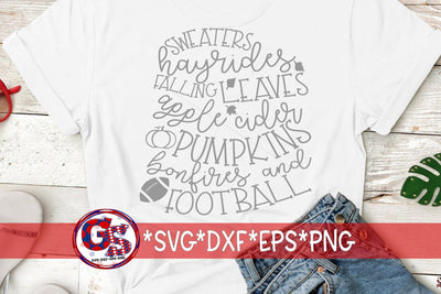 Sweaters Hayrides Falling Leaves Apple Cider Football SVG DXF EPS PNG SVG Greedy Stitches 