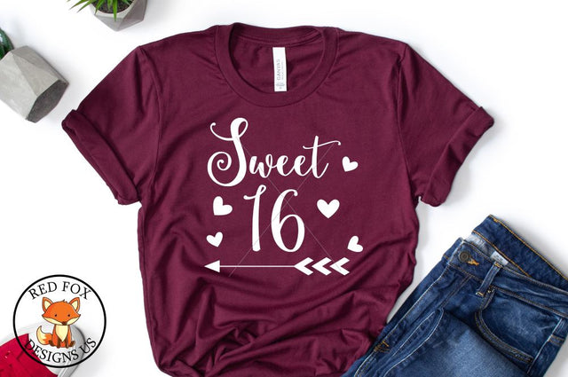 Sweet 16 svg, Birthday svg, Sixteenth Birthday SVG PNG DXF SVG RedFoxDesignsUS 