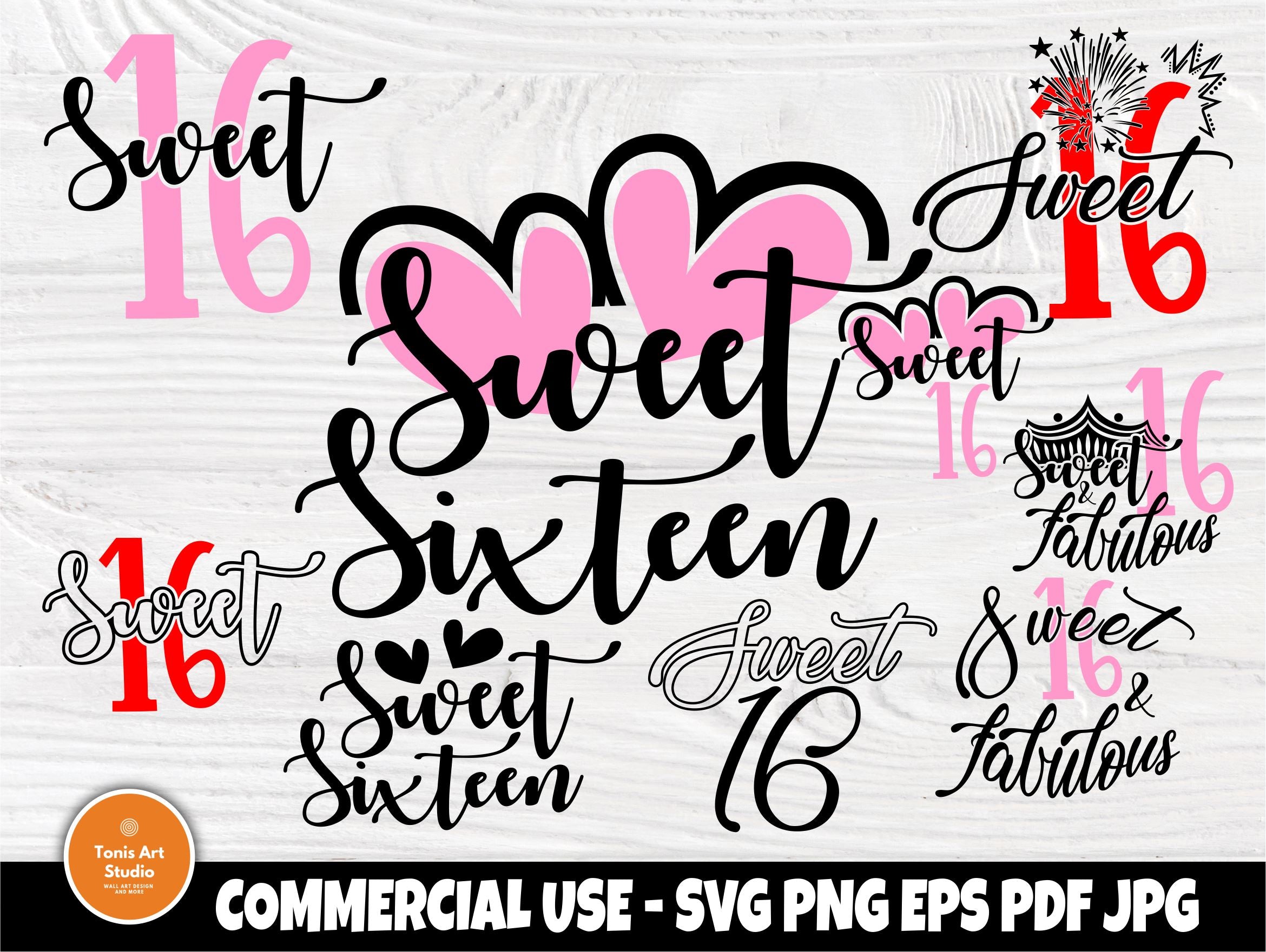 Sweet 16 SVG | Sweet 16 bundle | Sixteen birthday svg | 16th birthday ...